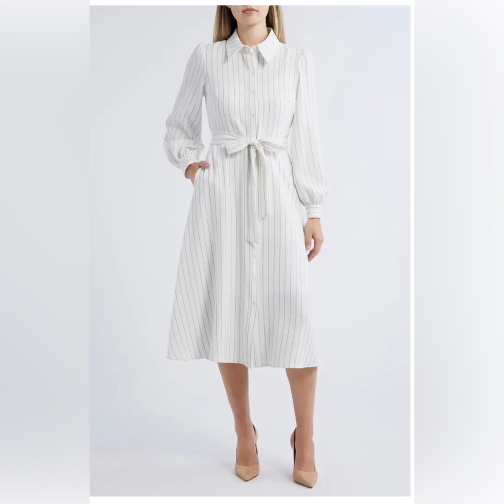 NWOT Julia Jordan Elegant White Striped Dress size 8
